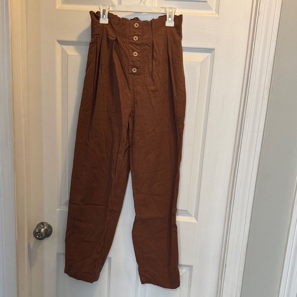 SHEIN Brown Elastic Waist Pants